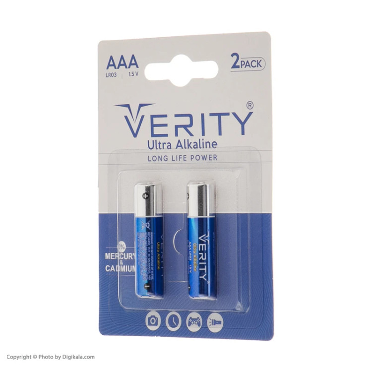 باتری نیم قلمی دو عددیVerity مدل LR03 Ultra Alkaline
