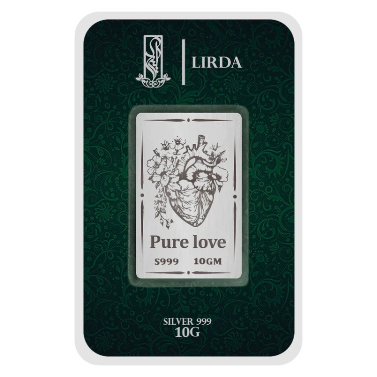 شمش نقره لیردا طرح قلب و گل کد 999-10 Pure Love