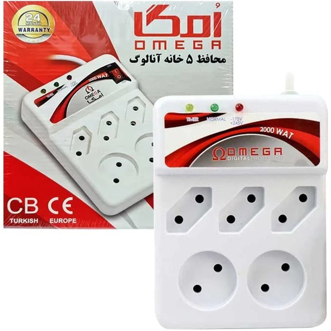 محافظ برق امگا مدل 5 خانه کلیددار سیم بلند